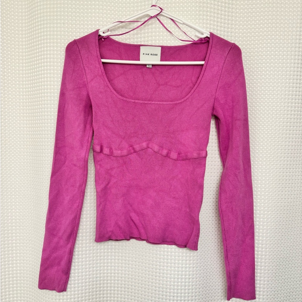 Pink Rose Women's Fuchsia Long Sleeve Blouse